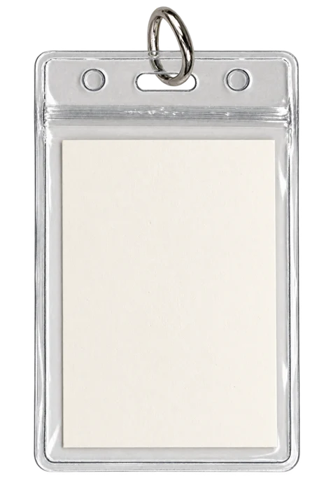 Transparent plastic ID holder with silver clip